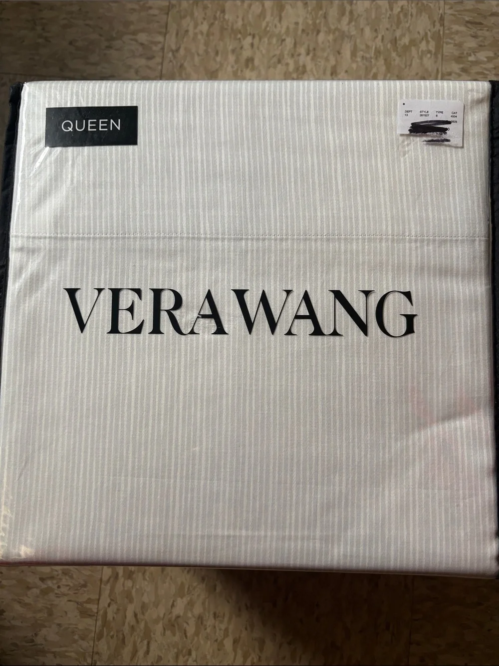 Vera Wang Queen Bedding Set - White with Subtle Stripe